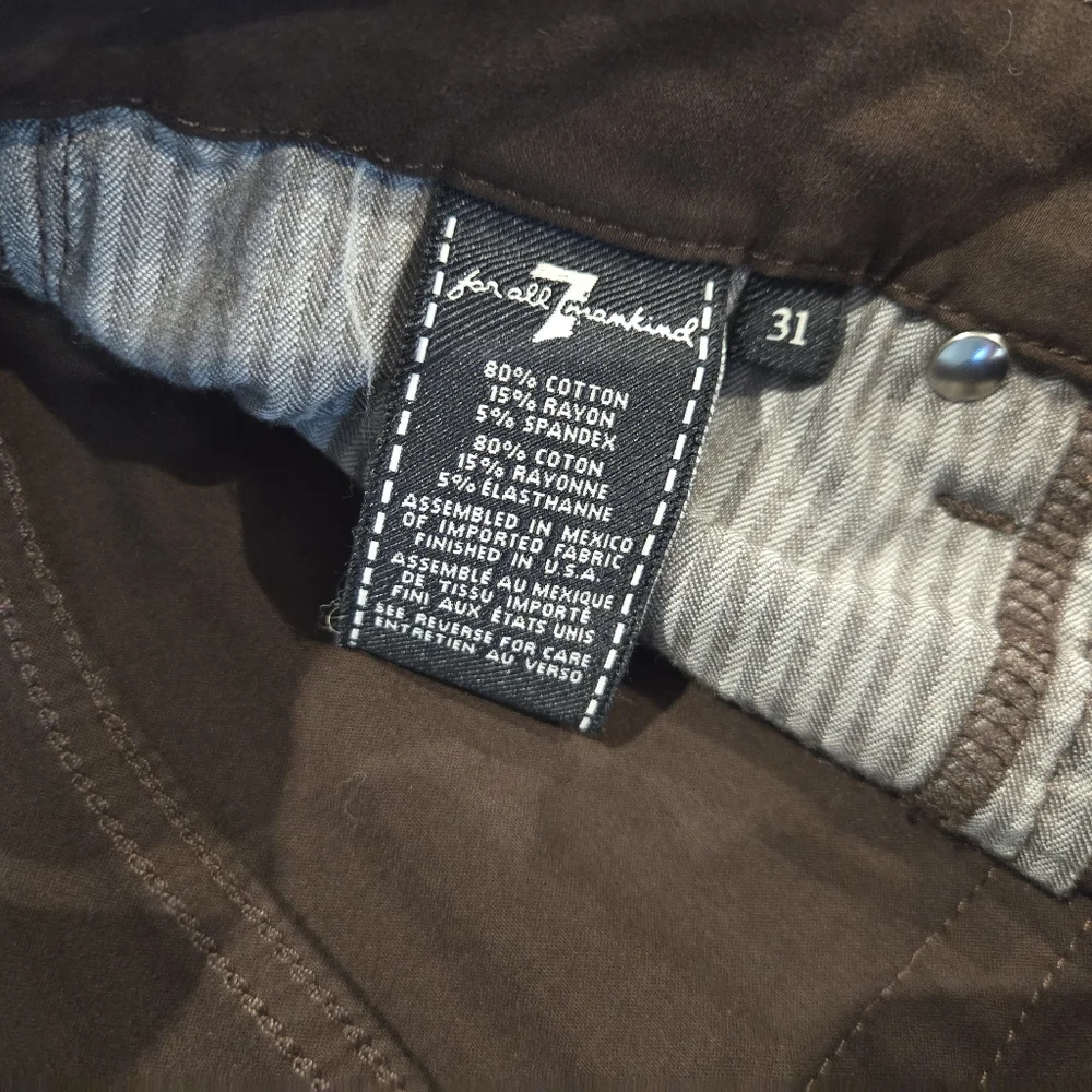 EXCELLENT CONDITION 7 For All Mankind Brown Pants Mid Rise Skinny